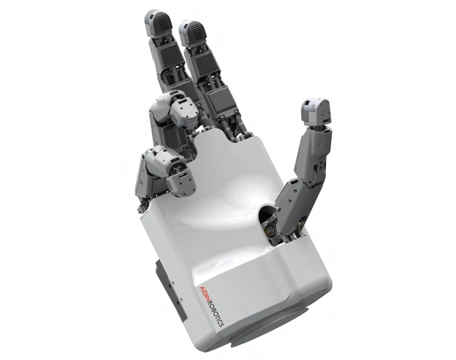 AIDIN-Hand five-finger research hand with linkage fingers and a white palm