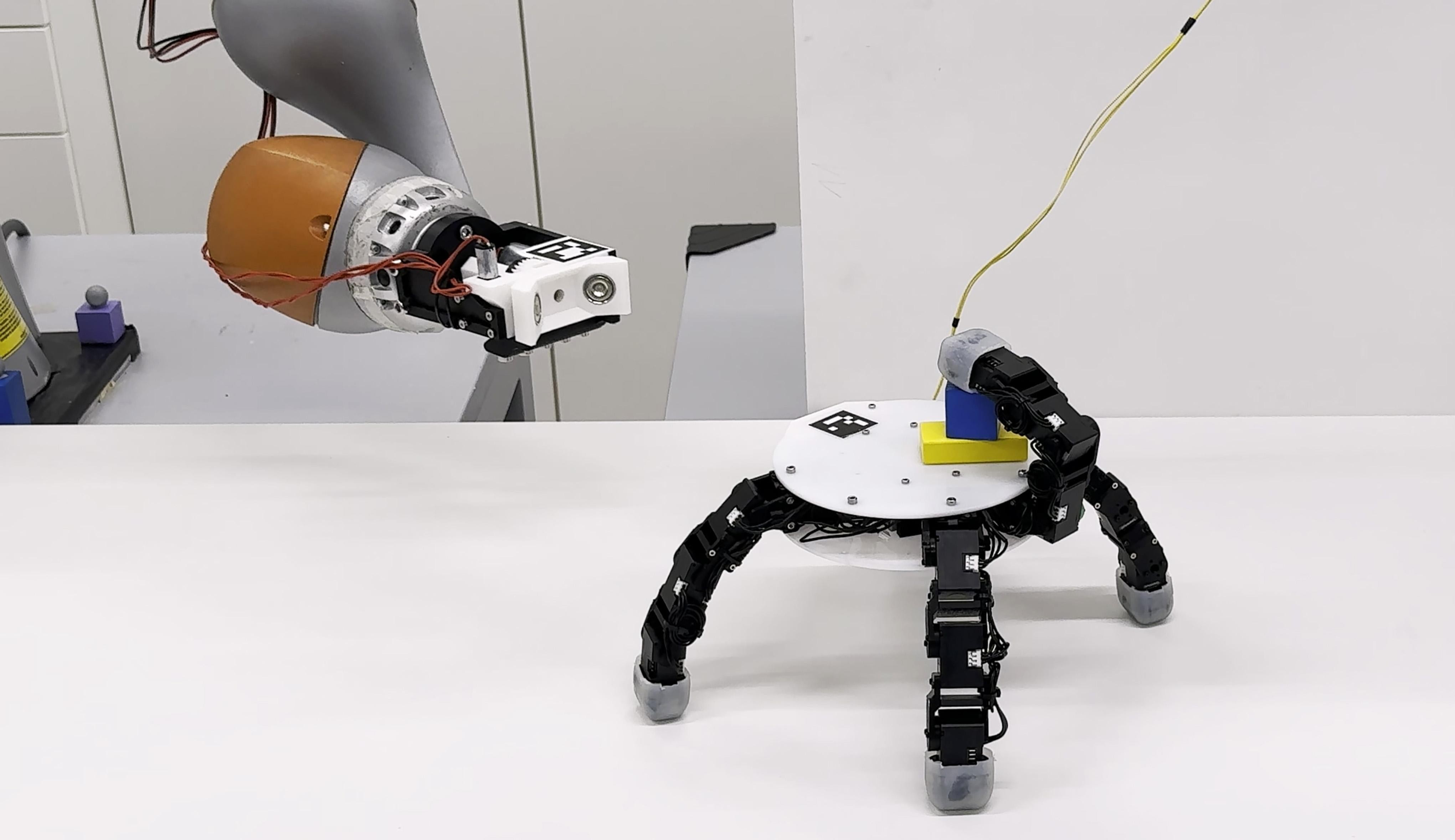 EPFL crawling robotic hand in locomotion configuration