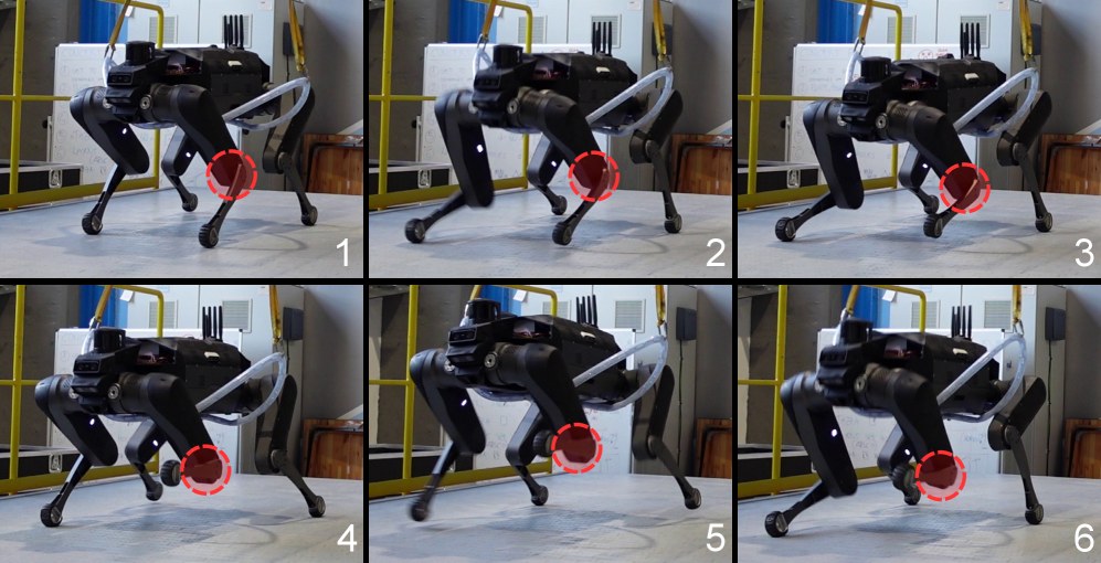 Kyon quadruped with highlighted faulty joint under power loss