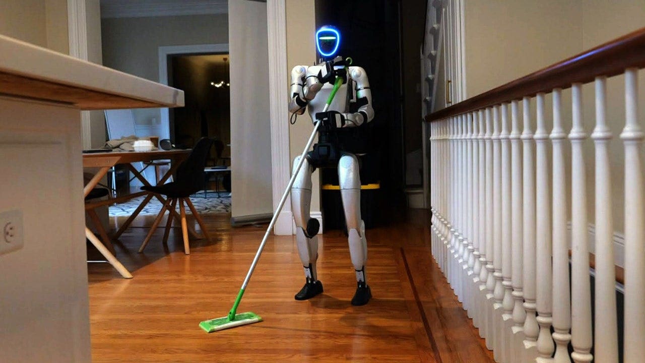Gatsby humanoid robot cleaning a US apartment