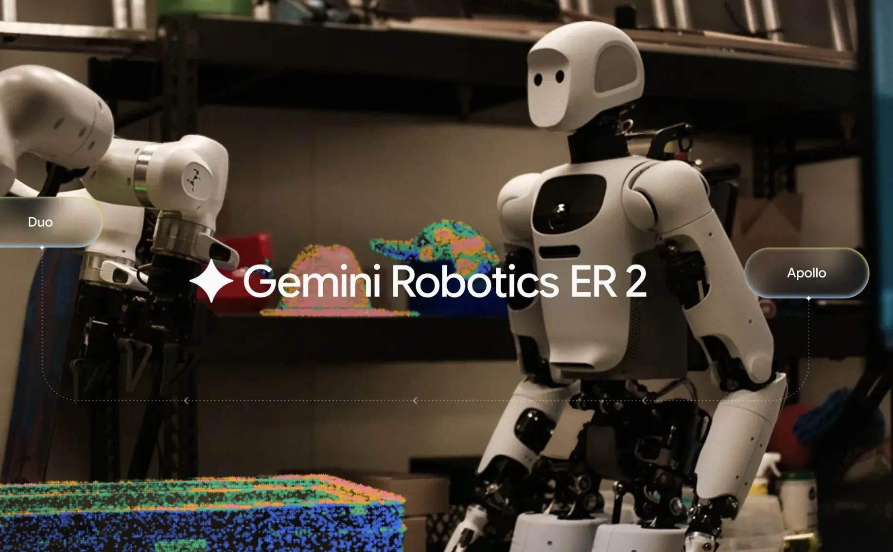 Apptronik Apollo and Franka Duo labeled under Gemini Robotics ER 2