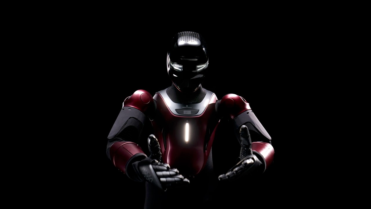 Generative Bionics Gene.01 humanoid robot on black background