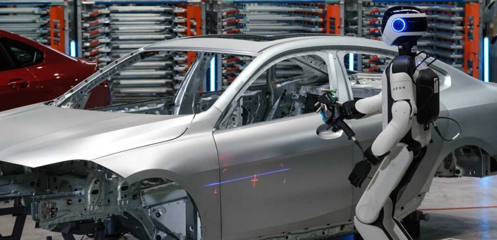 AEON scanning a car body with a laser tool at BMW Leipzig