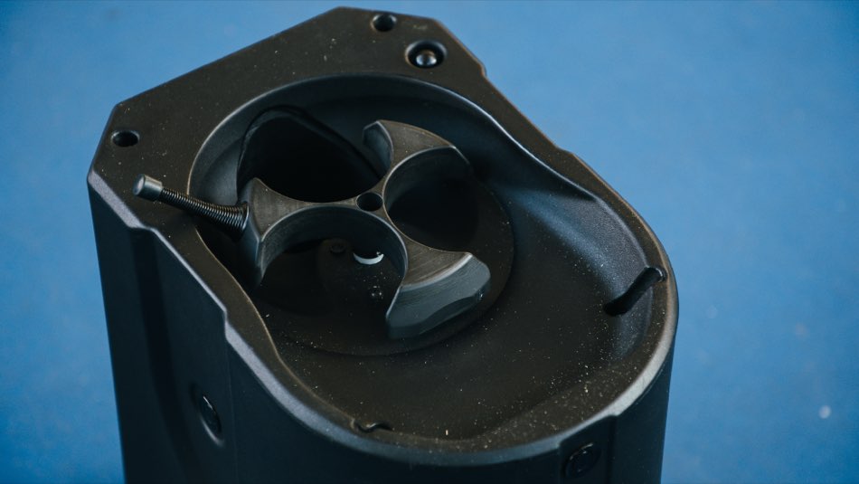 Top-down view of Partner Lite’s ball hopper mechanism