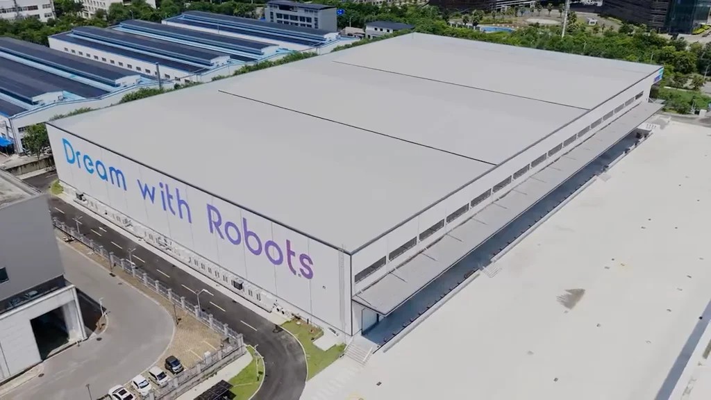 Aerial view of the Liuzhou factory with Dream with Robots painted on the side